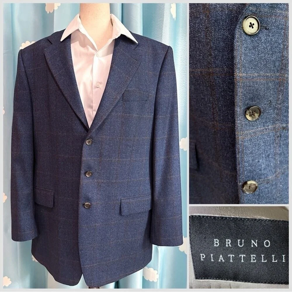 Bruno Piattelli windowpane wool Sportcoat. 43L